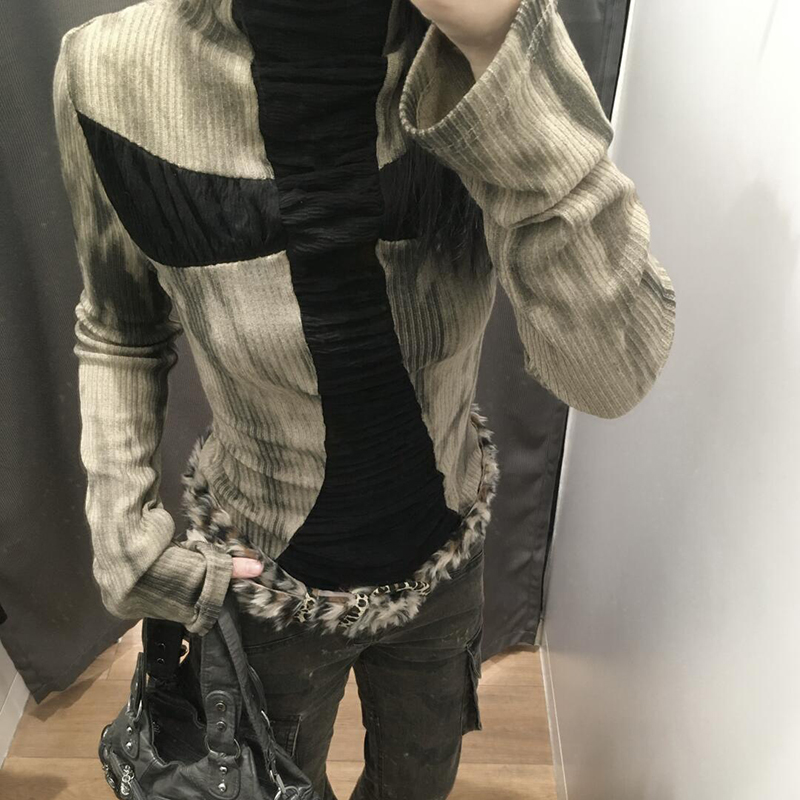 Turtleneck Knit 90S - Goth Cross Subculture slim tops sweetheart