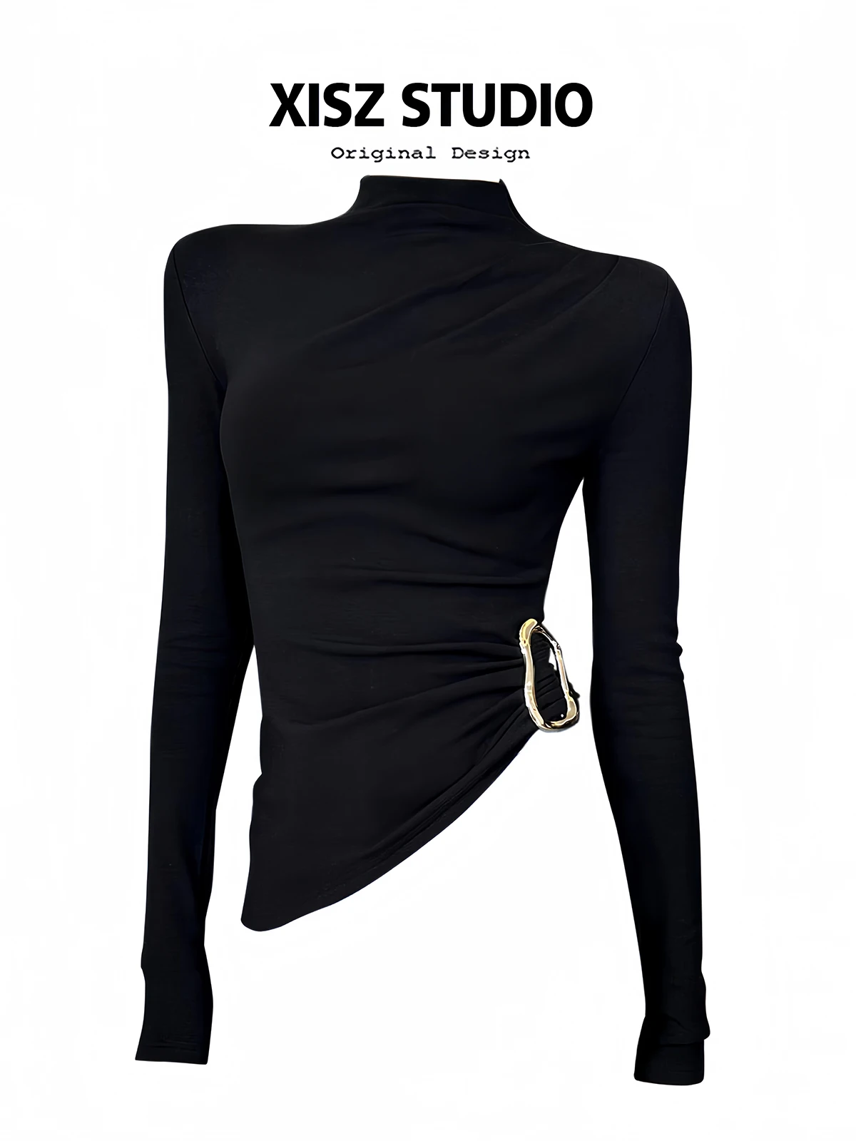 Turtleneck Knit 90S - Women Black GothicT-shirt Harajuku Y2k Tee