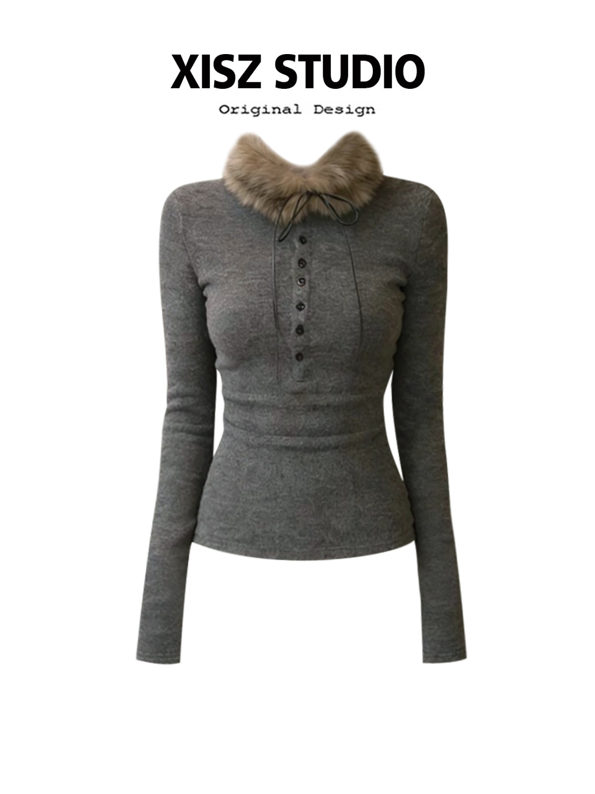 Turtleneck Knit 90S - Women Grey GothicT-shirt Harajuku Y2k Tee