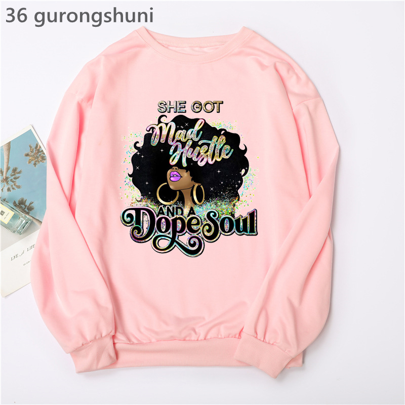Turtleneck Knit 90S - Watercolor Black Girl Magic Hoodies Women