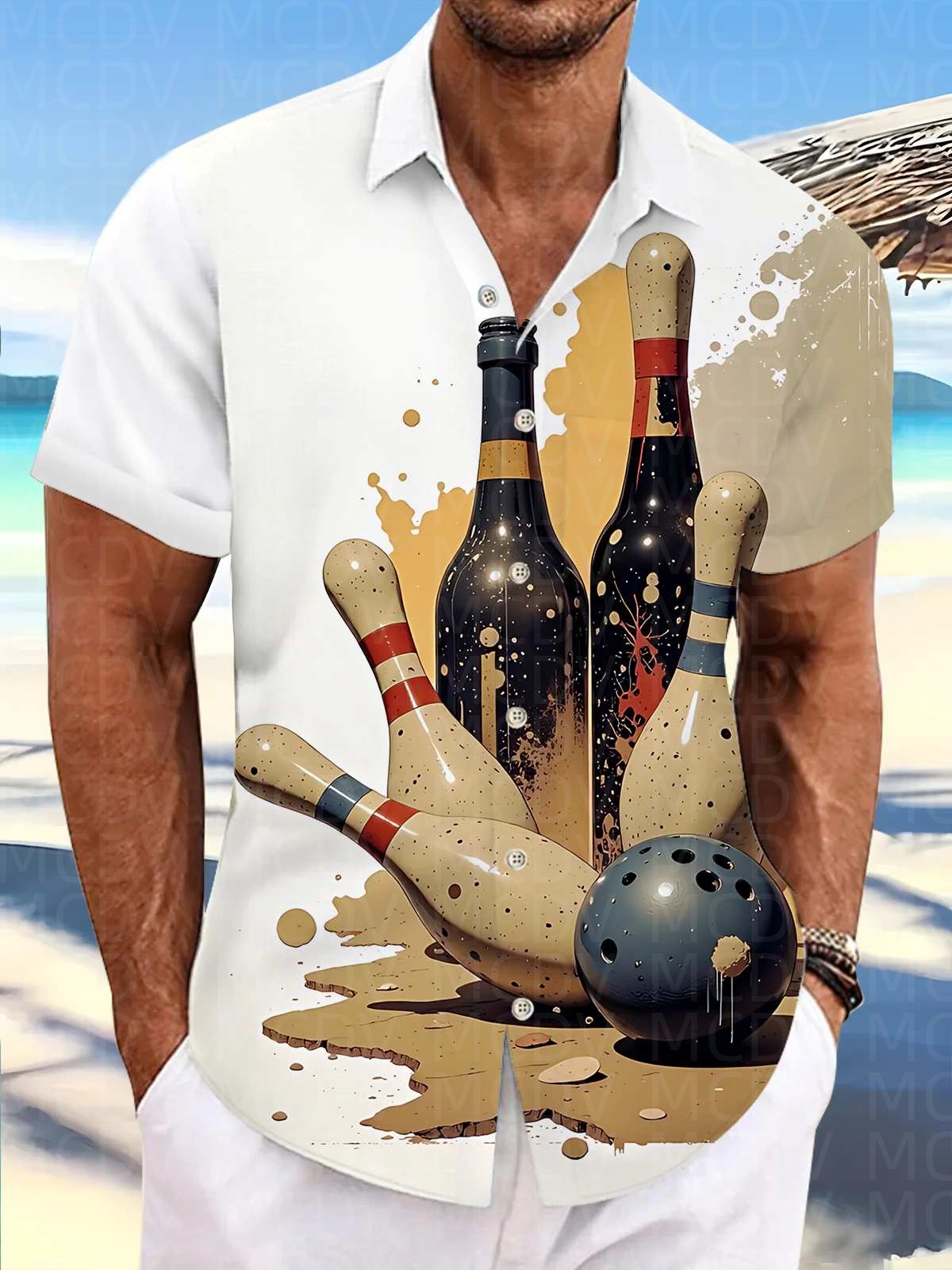Bowling Shirt Camp - Bowling Pattern Men's Hawaiian Shirt Stretch