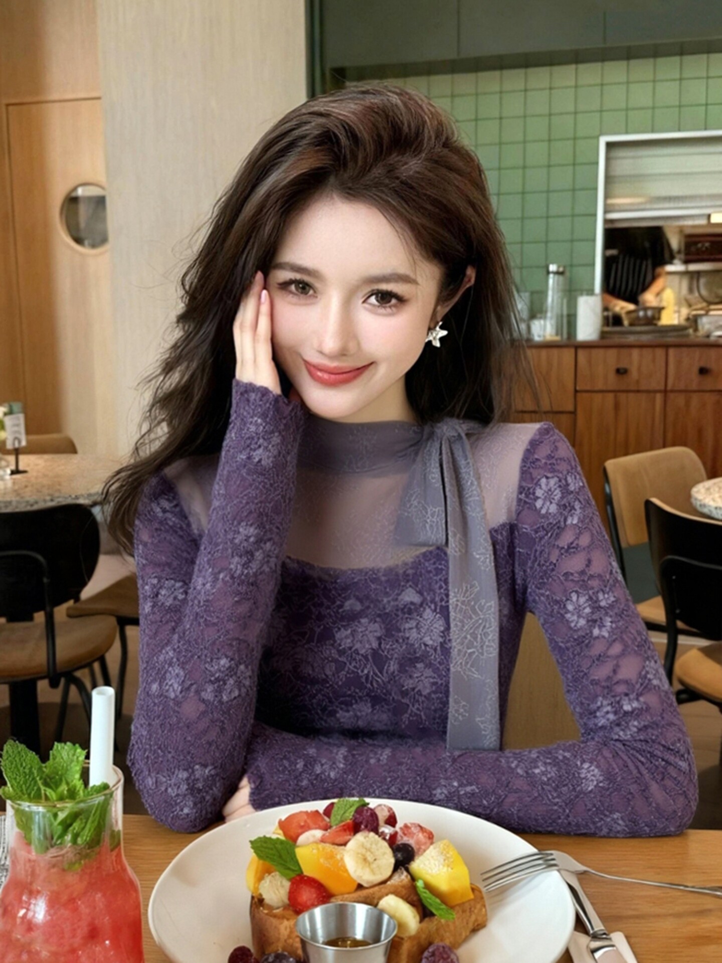 Women Purple GothicT-shirt Har - Turtleneck Knit 90S review and price