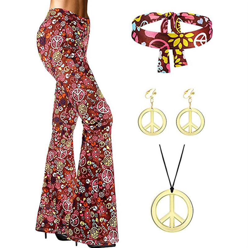 Bohemian Print Flared Pants Ha - Wide Leg Trouser 70S review and price