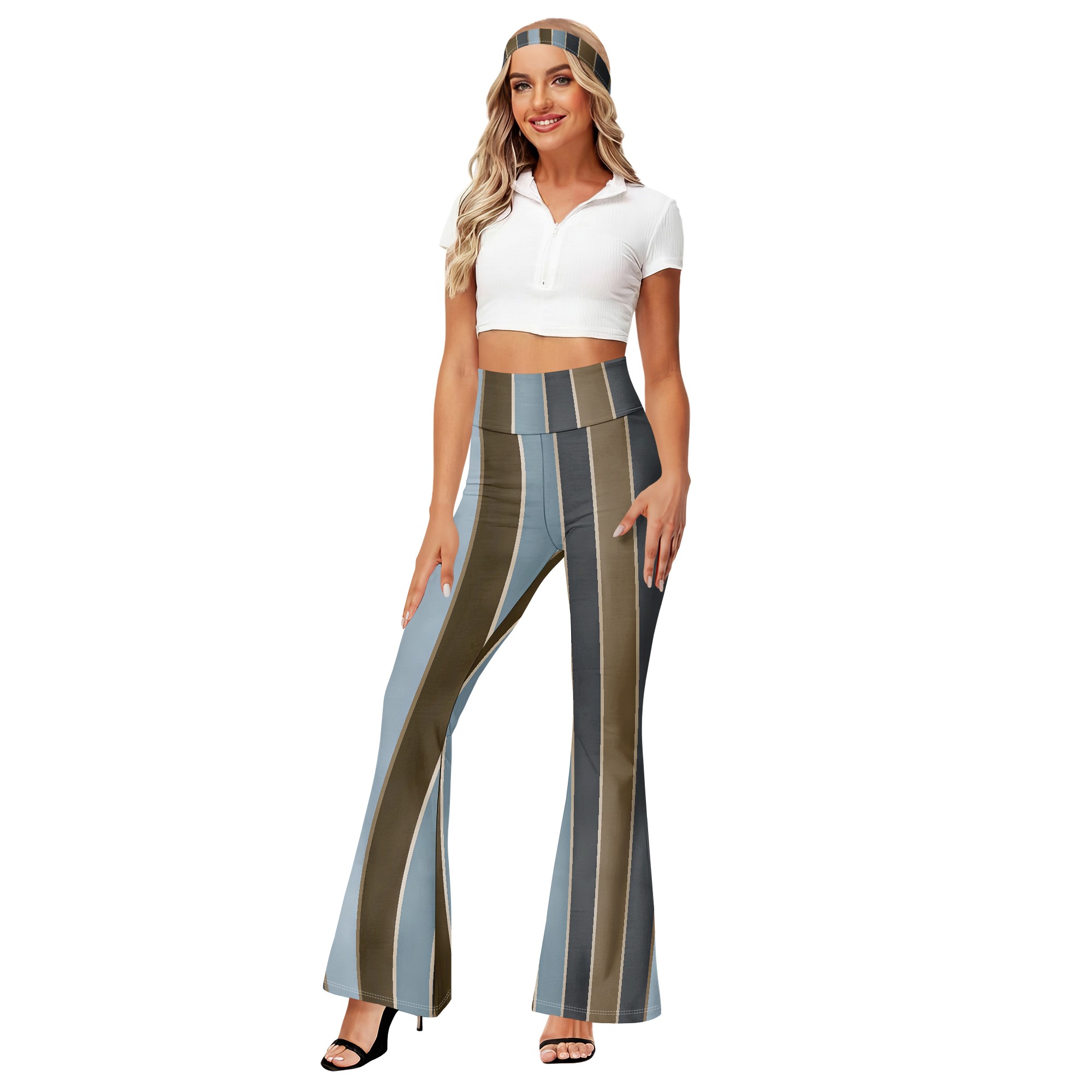 Striped High Waist Flare Pants - Wide Leg Trouser 70S review and price