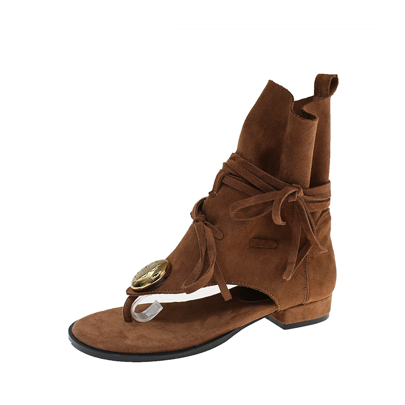 Thong Sandals Gold Metal Decor - Vintage Fashion Ladies review and price