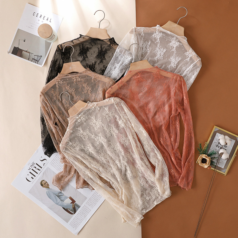 JIAYAN Spring New Lace Blouse  - Turtleneck Knit 90S review and price