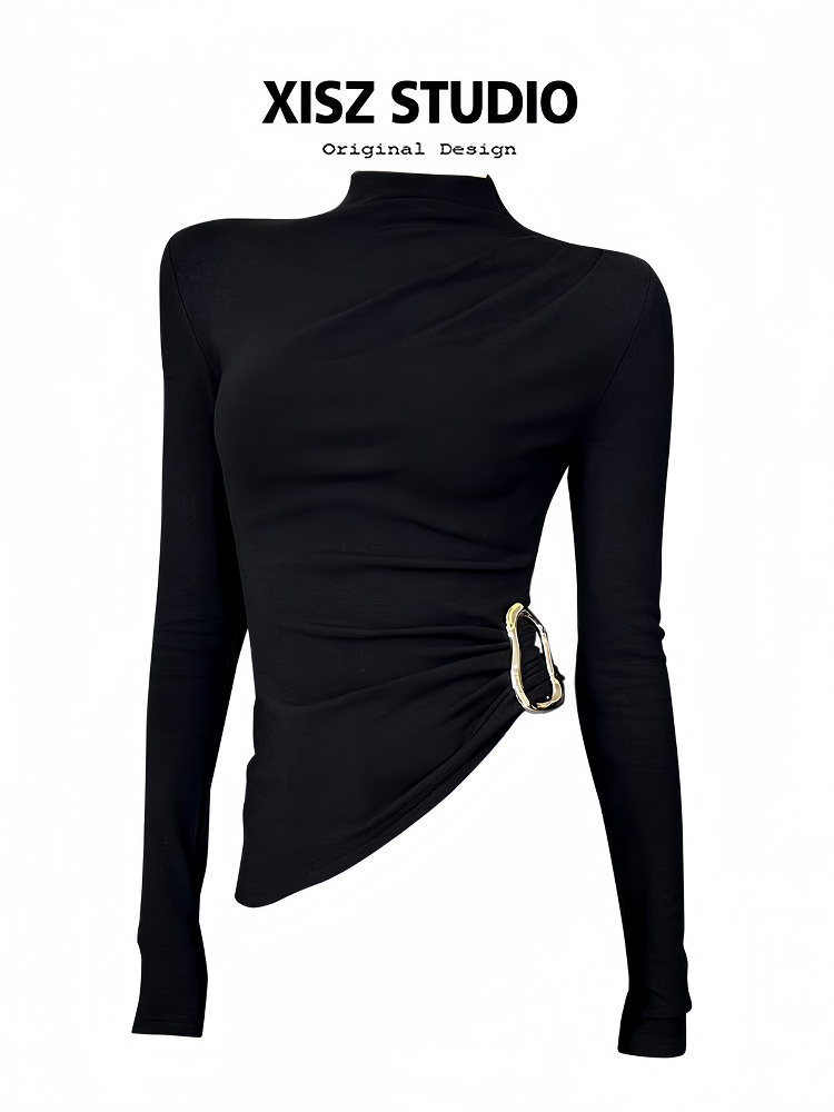 Women Black GothicT-shirt Hara - Turtleneck Knit 90S review and price