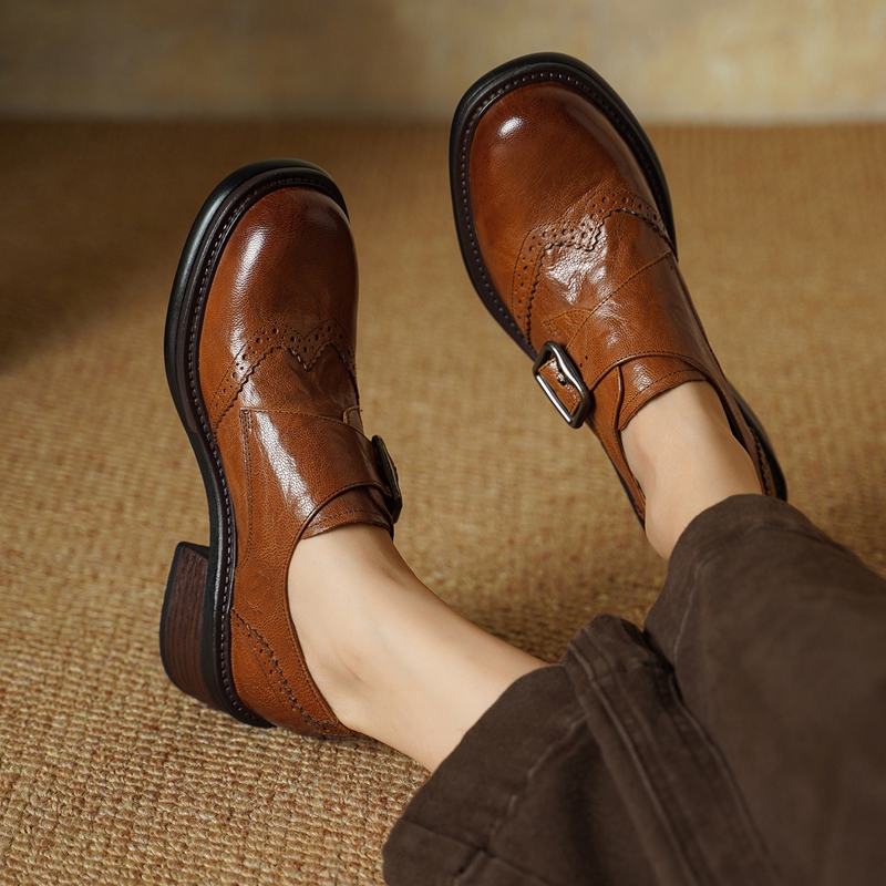 2027 New Buckle Brogue Shoes f - Vintage Fashion Ladies review and price