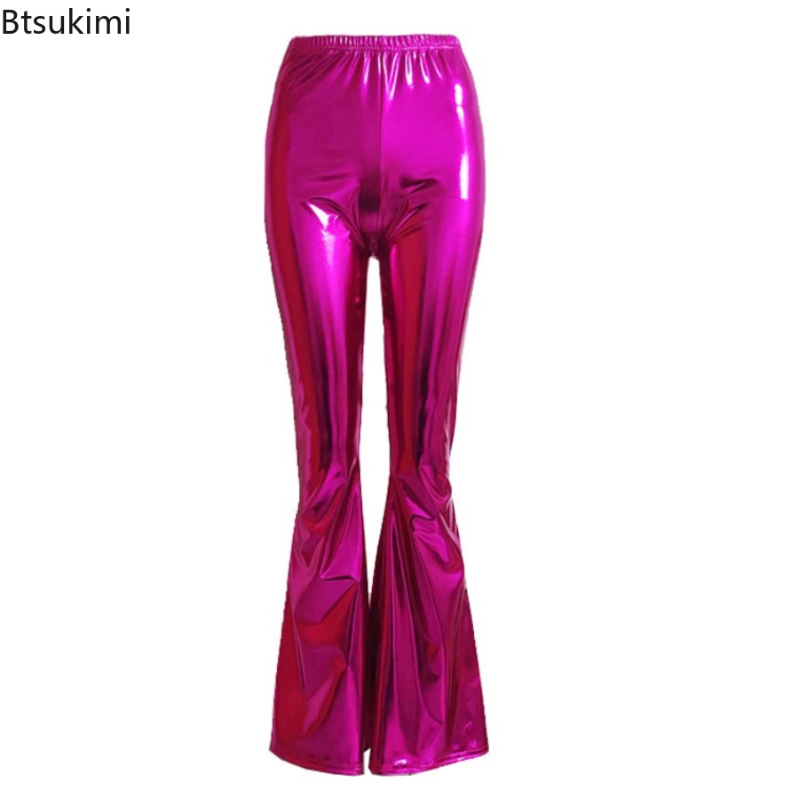 Women's Shiny Bell Bottom Pant - Wide Leg Trouser 70S review and price