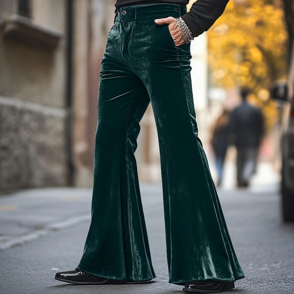 Men's Bell Bottom Velvet Pants - Wide Leg Trouser 70S review and price