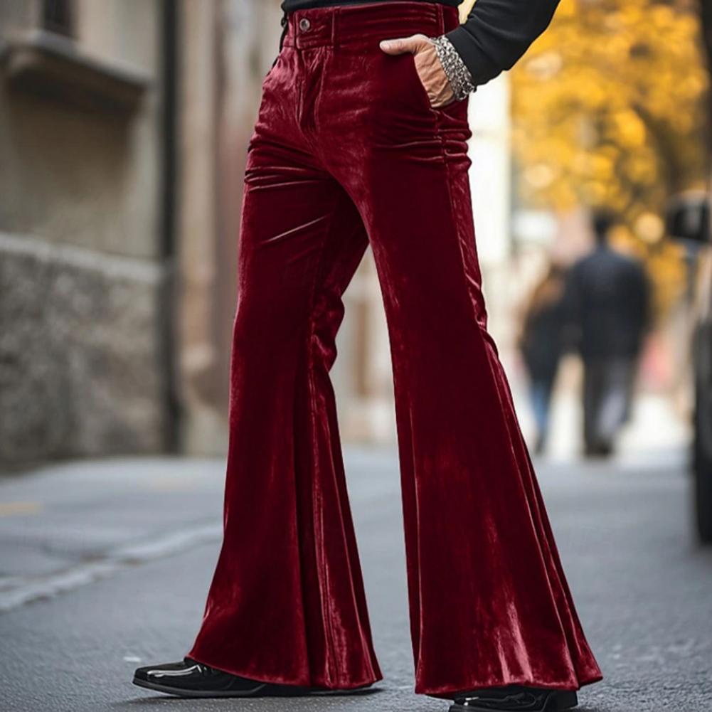 Men's Bell Bottom Velvet Pants - Wide Leg Trouser 70S review and price