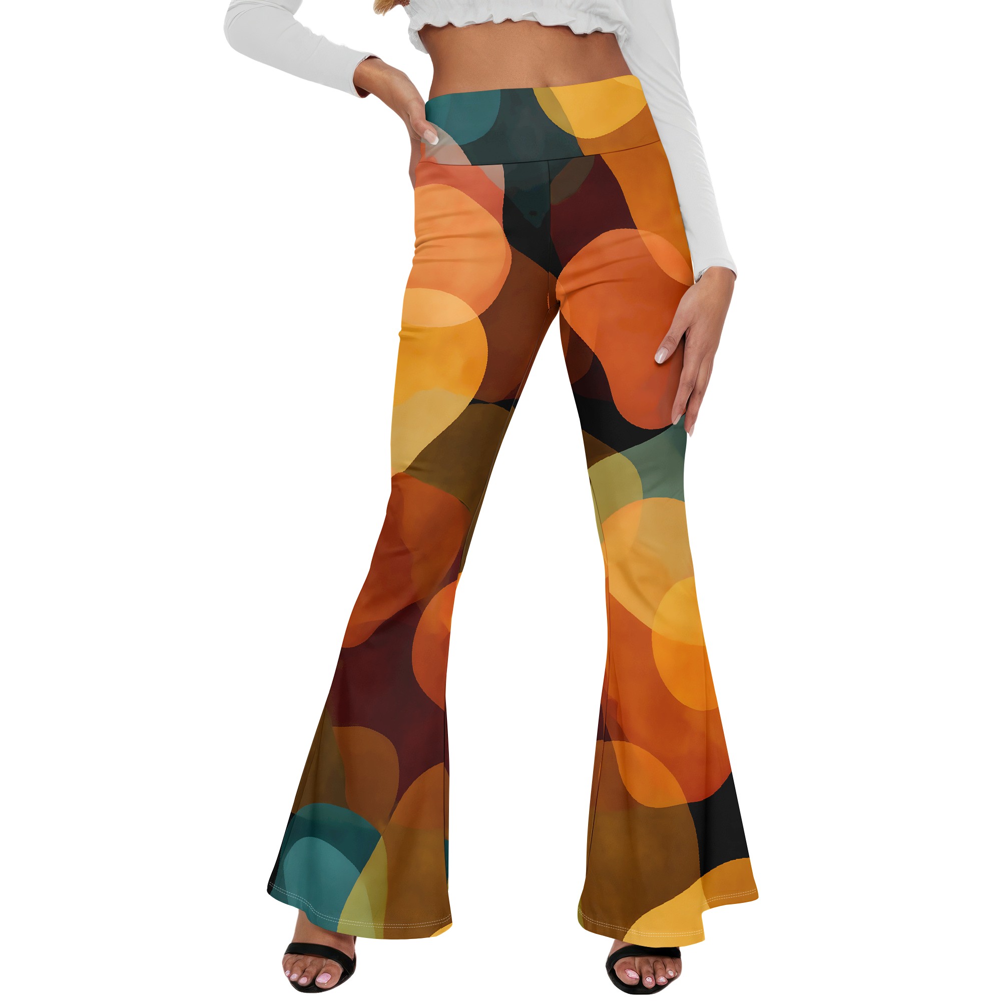 Retro Print Wide Leg Pants, Vi - Wide Leg Trouser 70S review and price