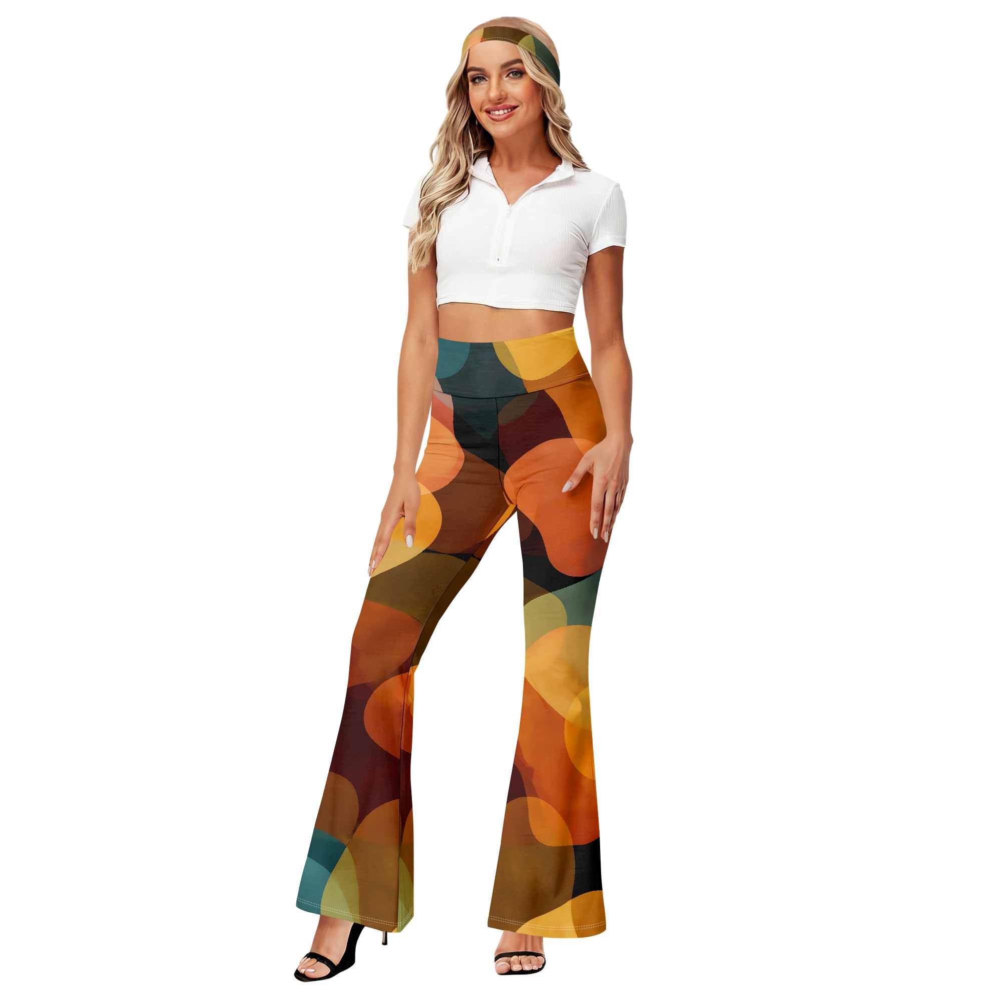 Retro Print Wide Leg Pants, Vi - Wide Leg Trouser 70S review and price