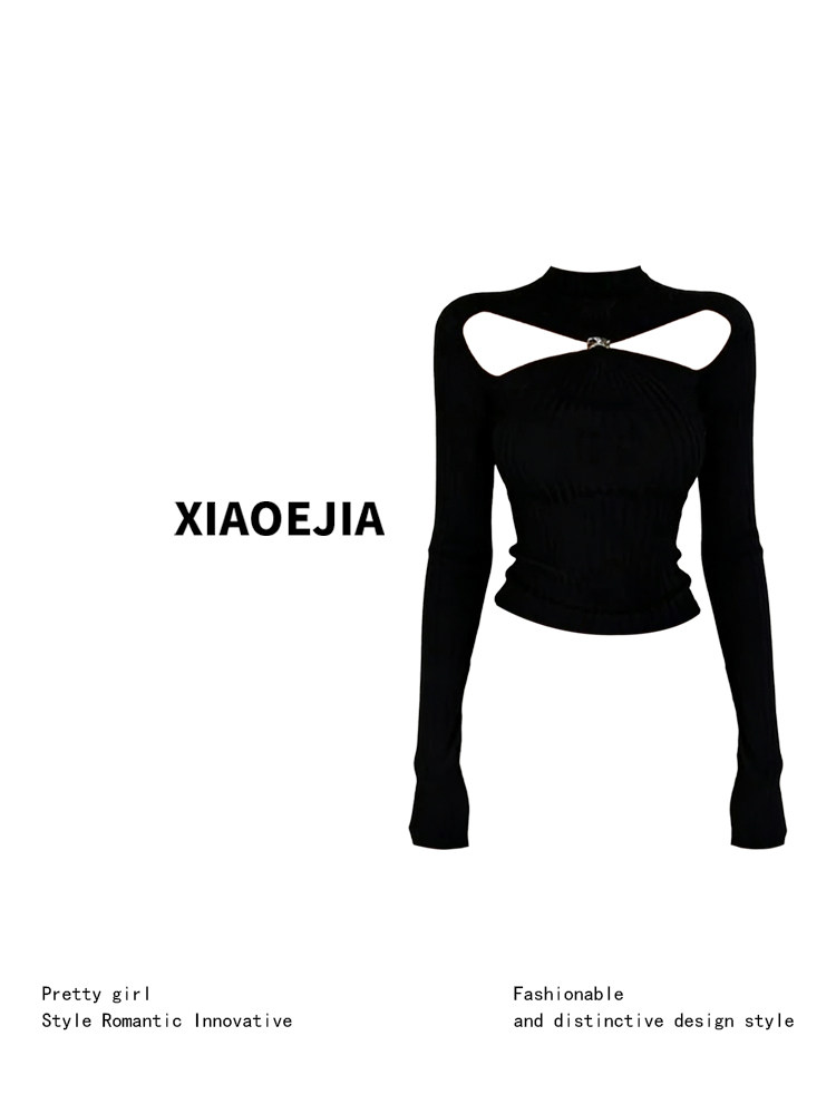 Women Black GothicT-shirt Hara - Turtleneck Knit 90S review and price