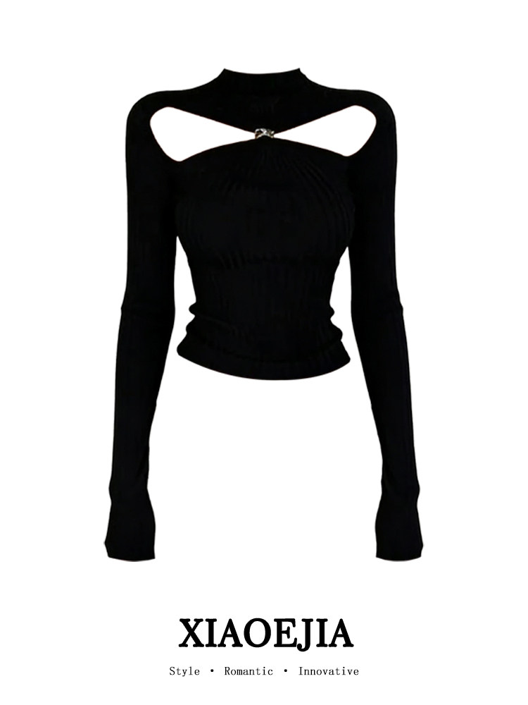 Women Black GothicT-shirt Hara - Turtleneck Knit 90S review and price