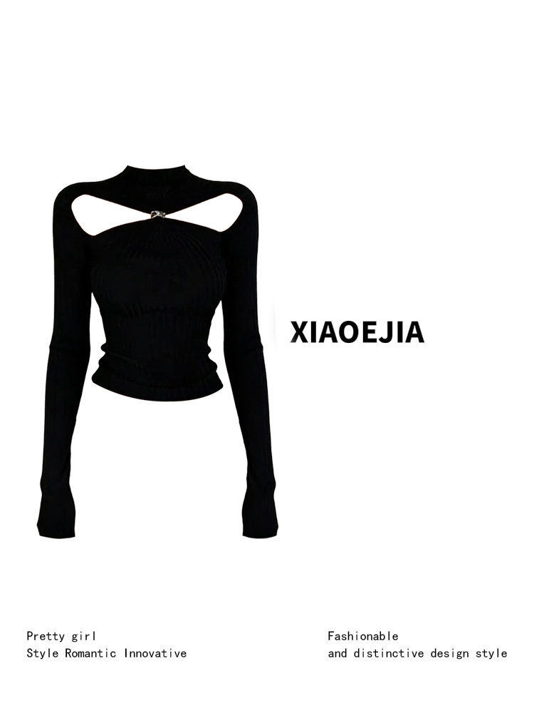 Women Black GothicT-shirt Hara - Turtleneck Knit 90S review and price