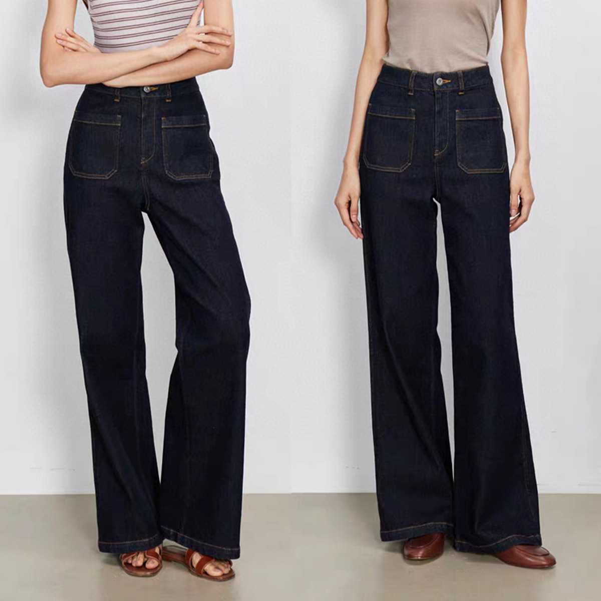 High Waist Wide Leg Blue Denim - Wide Leg Trouser 70S review and price