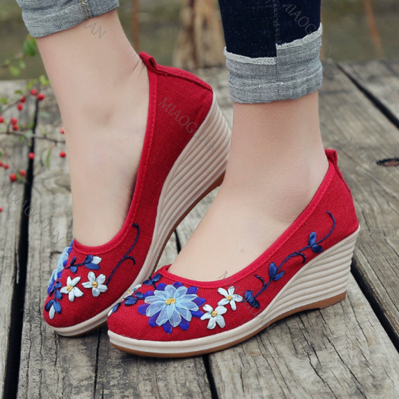 Embroidered Women Comfort Wedg - Vintage Fashion Ladies review and price