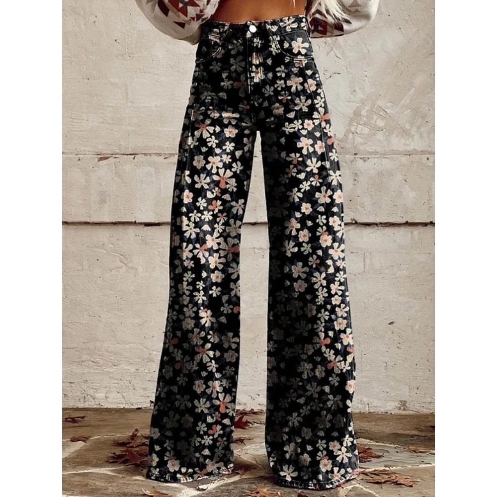 Women's Cute Retro Wave Daisy  - Wide Leg Trouser 70S review and price