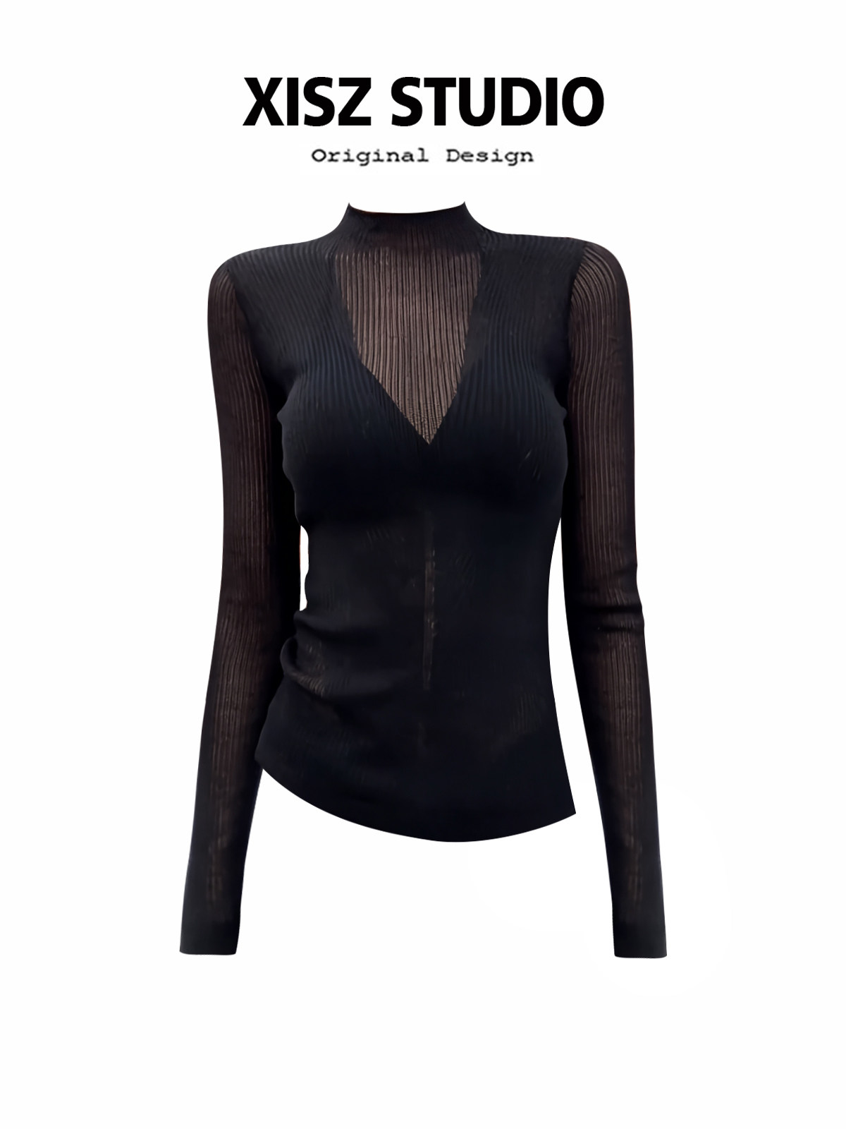 Women Black GothicT-shirt Hara - Turtleneck Knit 90S review and price