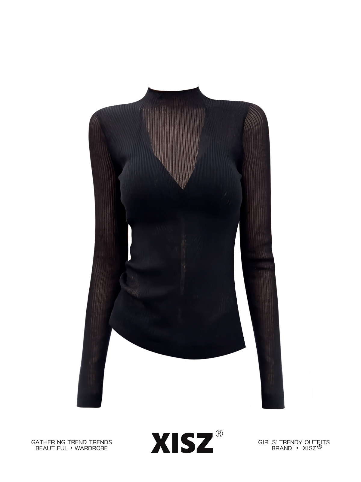 Women Black GothicT-shirt Hara - Turtleneck Knit 90S review and price