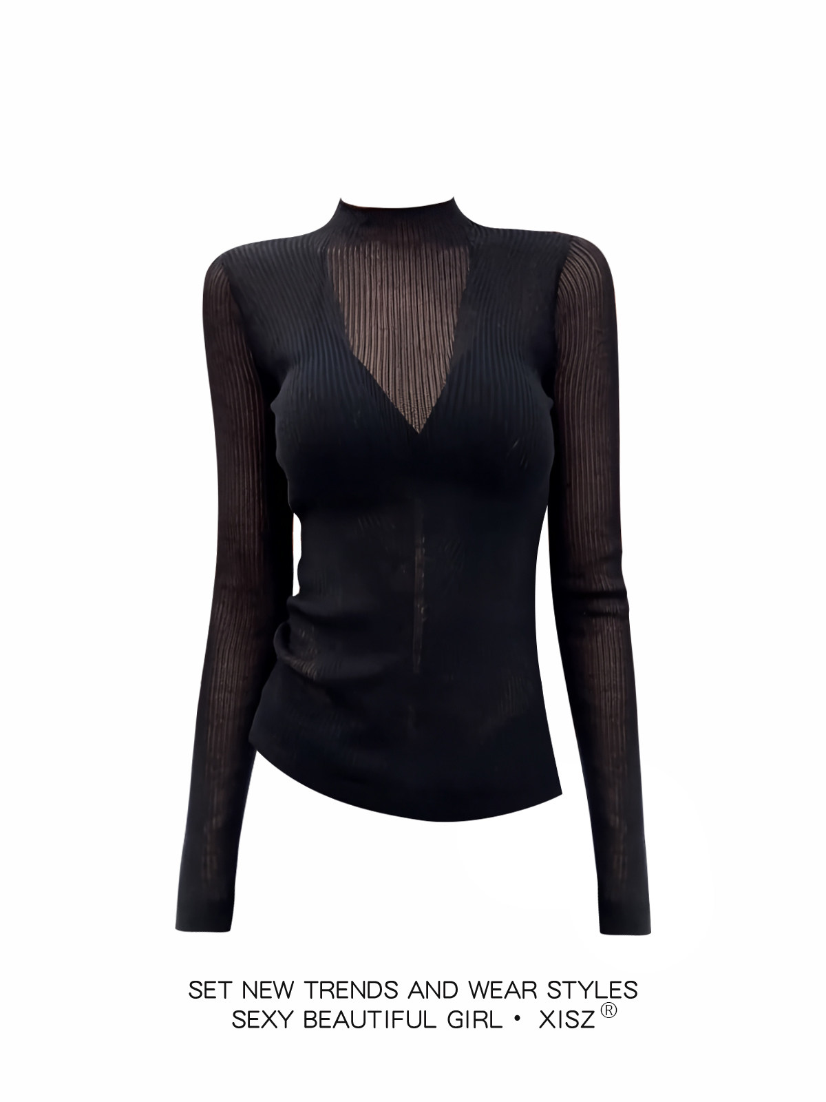 Women Black GothicT-shirt Hara - Turtleneck Knit 90S review and price