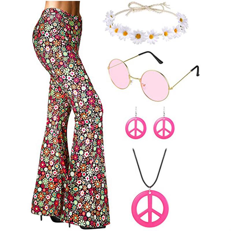 Bohemian Print Flared Pants Ha - Wide Leg Trouser 70S review and price