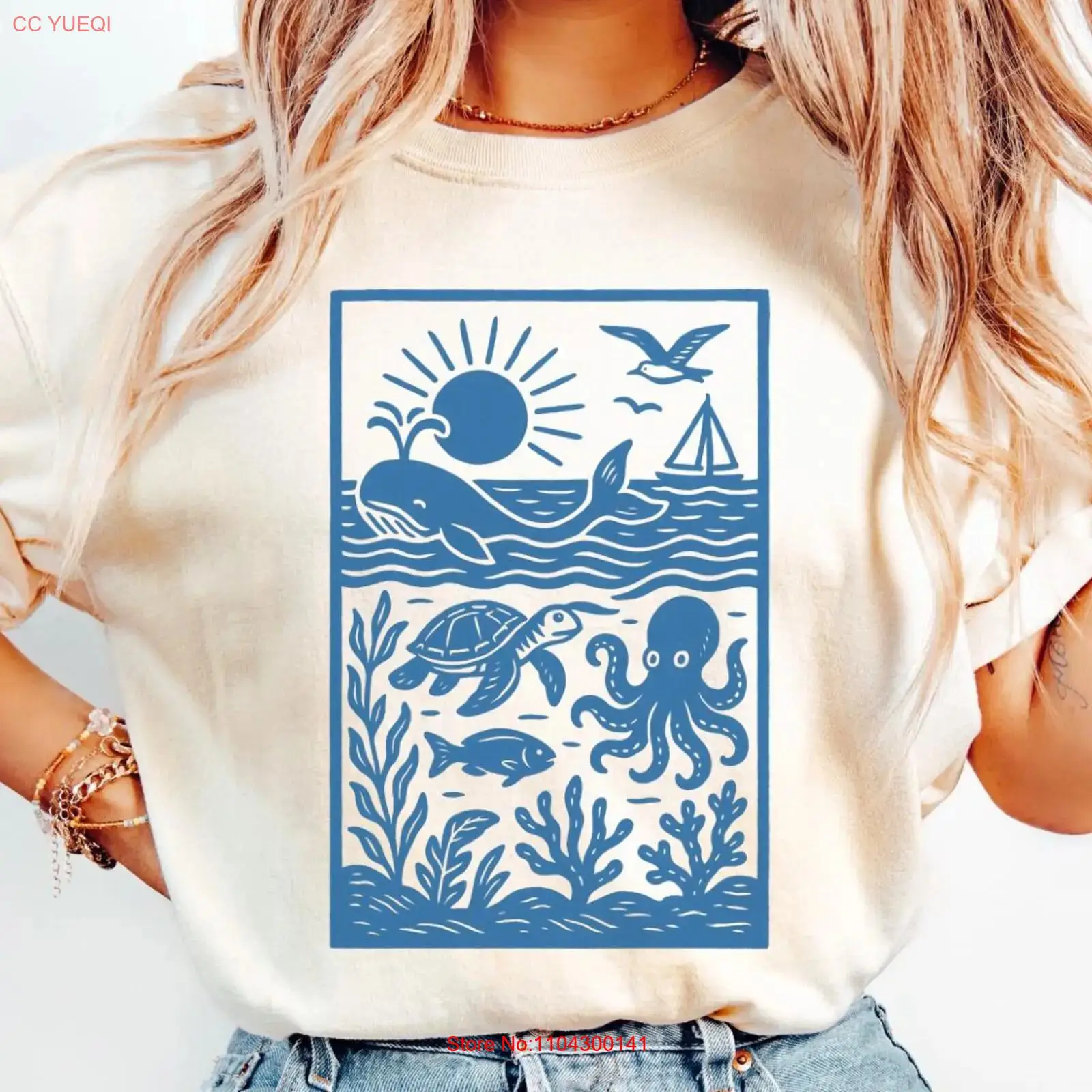 Vintage 90s Retro ocean shirt  - Turtleneck Knit 90S review and price